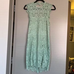 Free People mint lace mini dress. Size M